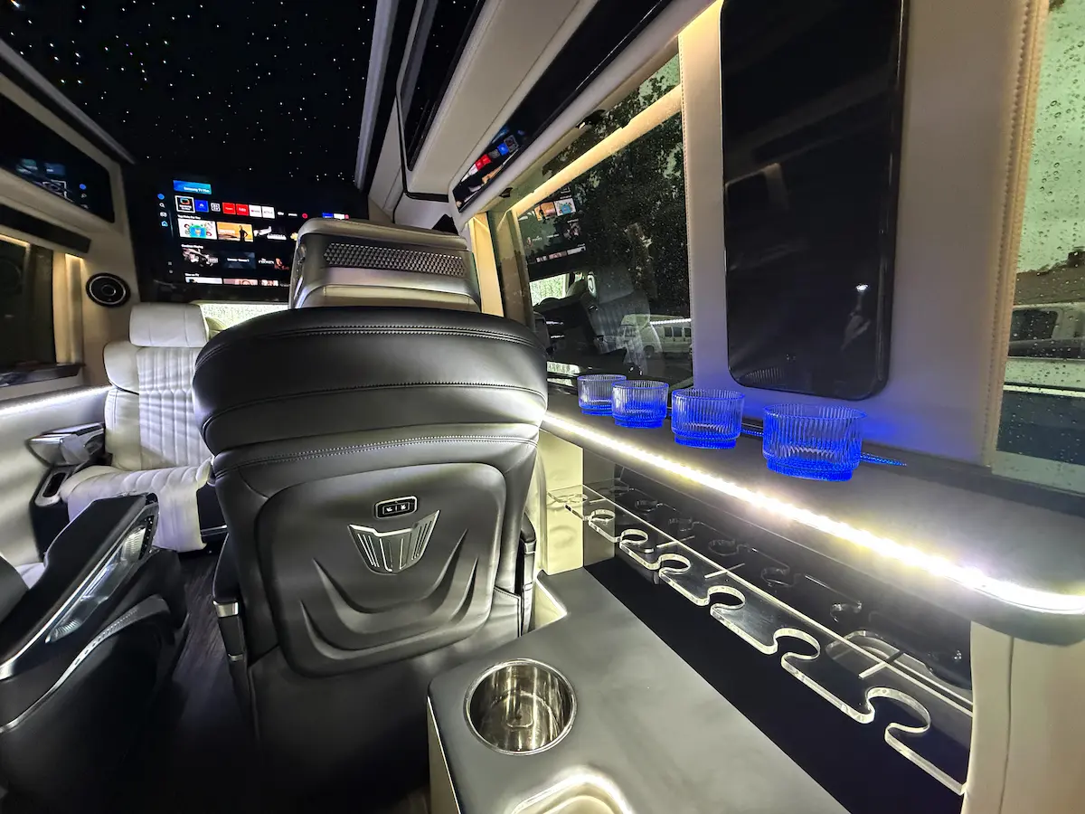 MUSAT chauffeur service Sprinter van en route to the Hamptons